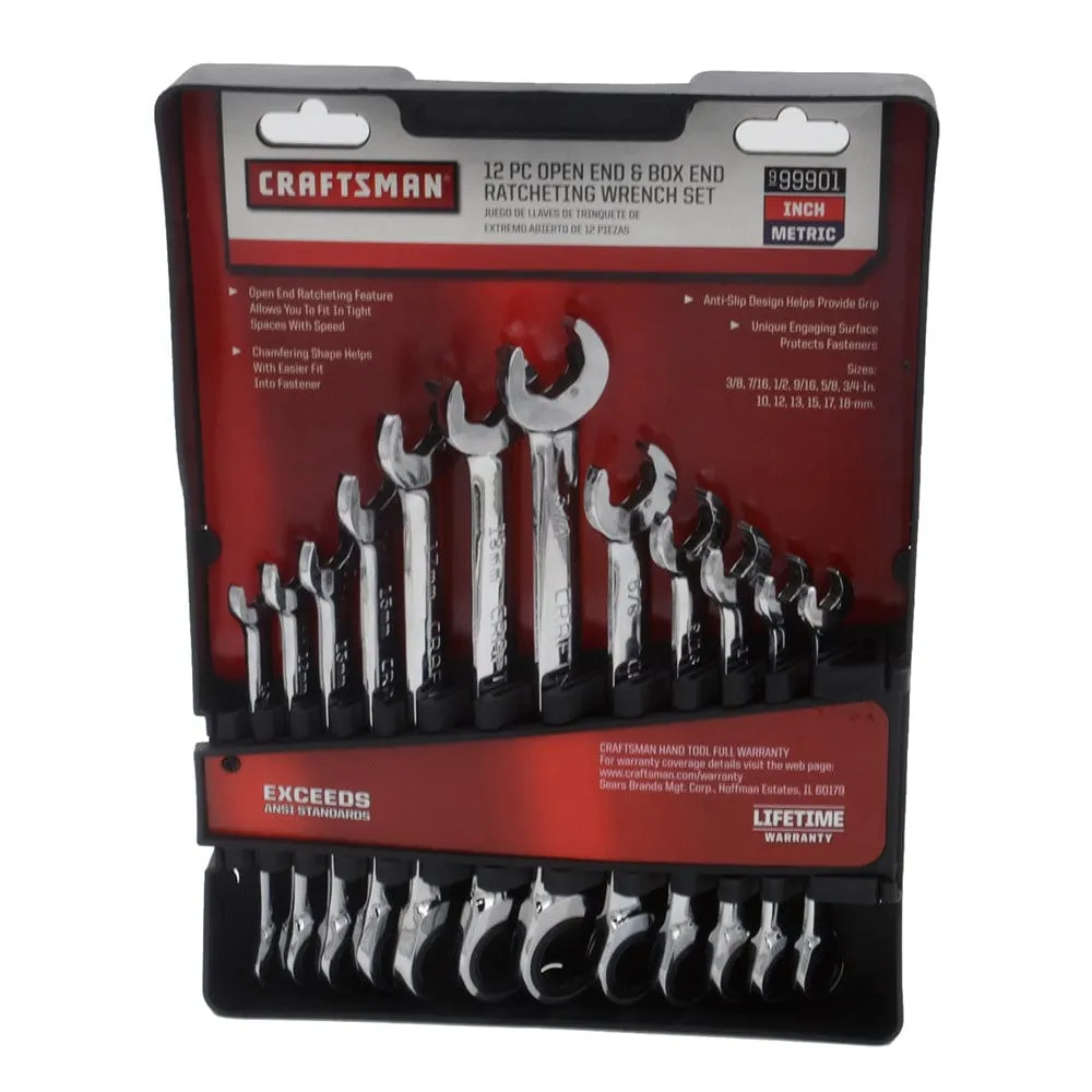 Craftsman 12-Piece Open End & Box End Ratcheting Wrench Set #99901